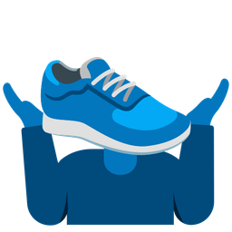 running shoe and person shrugging