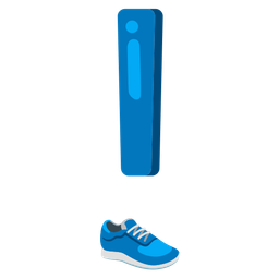 running shoe and red exclamation mark