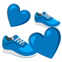 running shoe and revolving hearts