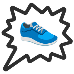 running shoe and right anger bubble