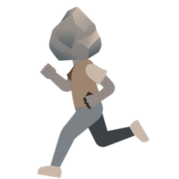 running shoe and rock