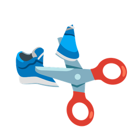 running shoe and scissors