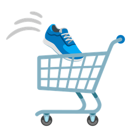 running shoe and shopping cart