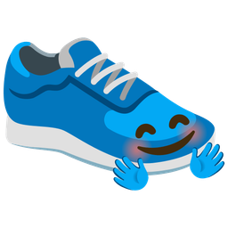 Running shoe and Smiling face with open hands