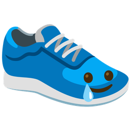 Running shoe and Smiling face with tear