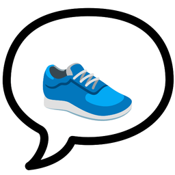 running shoe and speech balloon