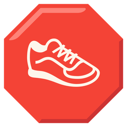 running shoe and stop sign