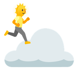 running shoe and sun behind cloud