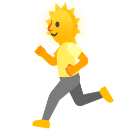 running shoe and sun with face