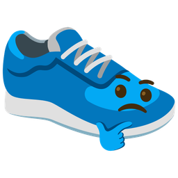 running shoe and thinking face