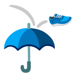 running shoe and umbrella