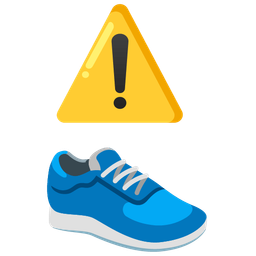 running shoe and warning