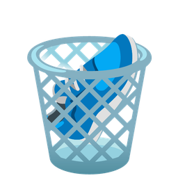 running shoe and wastebasket