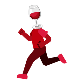 running shoe and wine glass