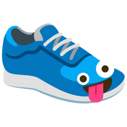 Running shoe and Zany face