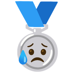 Sad but relieved face and 2nd place medal