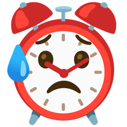 Sad but relieved face and Alarm clock