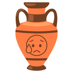 Sad but relieved face and Amphora