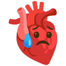 Sad but relieved face and Anatomical heart