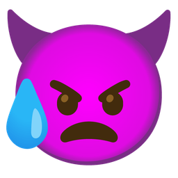 Sad but relieved face and Angry face with horns