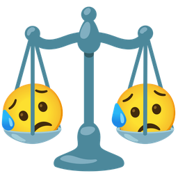 Sad but relieved face and Balance scale