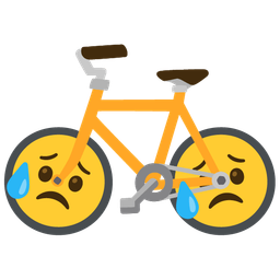 Sad but relieved face and Bicycle
