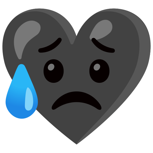 Sad but relieved face and Black heart