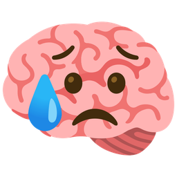 Sad but relieved face and Brain