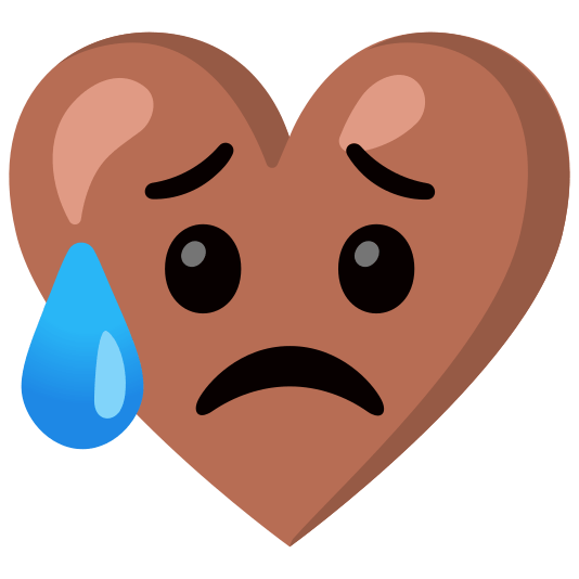 Sad but relieved face and Brown heart