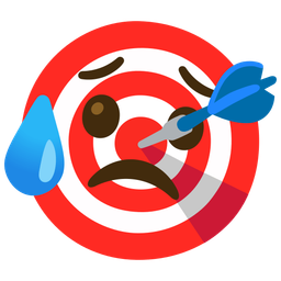 Sad but relieved face and Bullseye