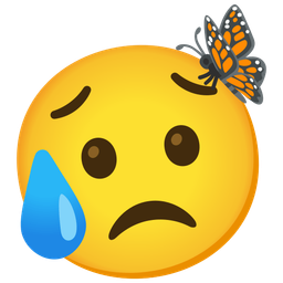 Sad but relieved face and Butterfly
