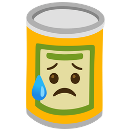 Sad but relieved face and Canned food