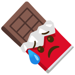 Sad but relieved face and Chocolate bar