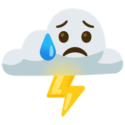 Sad but relieved face and Cloud with lightning
