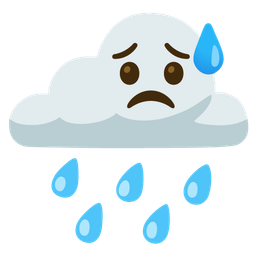 Sad but relieved face and Cloud with rain
