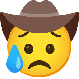 sad but relieved face and cowboy hat face
