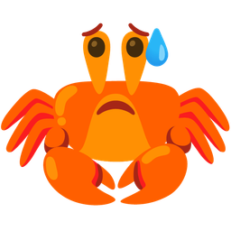 Sad but relieved face and Crab