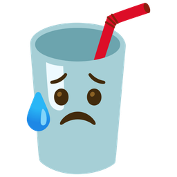 Sad but relieved face and Cup with straw