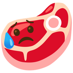Sad but relieved face and Cut of meat