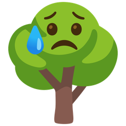Sad but relieved face and Deciduous tree