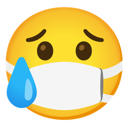 Sad but relieved face and Face with medical mask