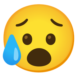 Sad but relieved face and Face with open mouth