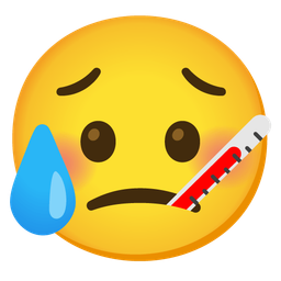 Sad but relieved face and Face with thermometer