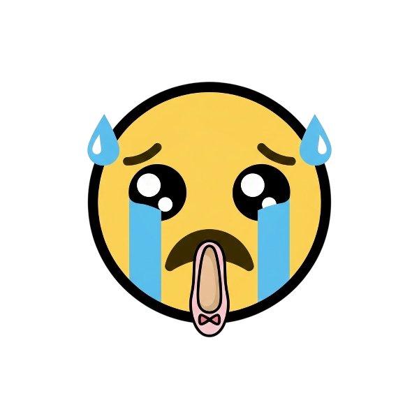 Sad but relieved face and Flat shoe