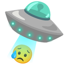 Sad but relieved face and Flying saucer