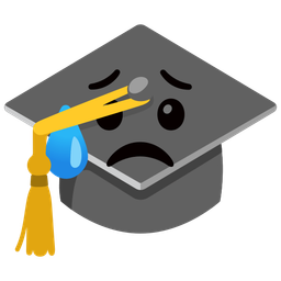 Sad but relieved face and Graduation cap