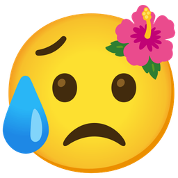 Sad but relieved face and Hibiscus