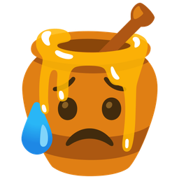 Sad but relieved face and Honey pot