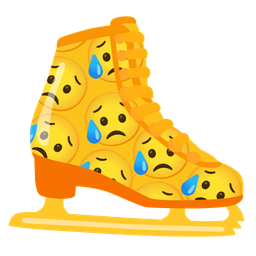 Sad but relieved face and Ice skate