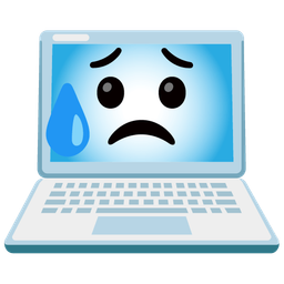 Sad but relieved face and Laptop